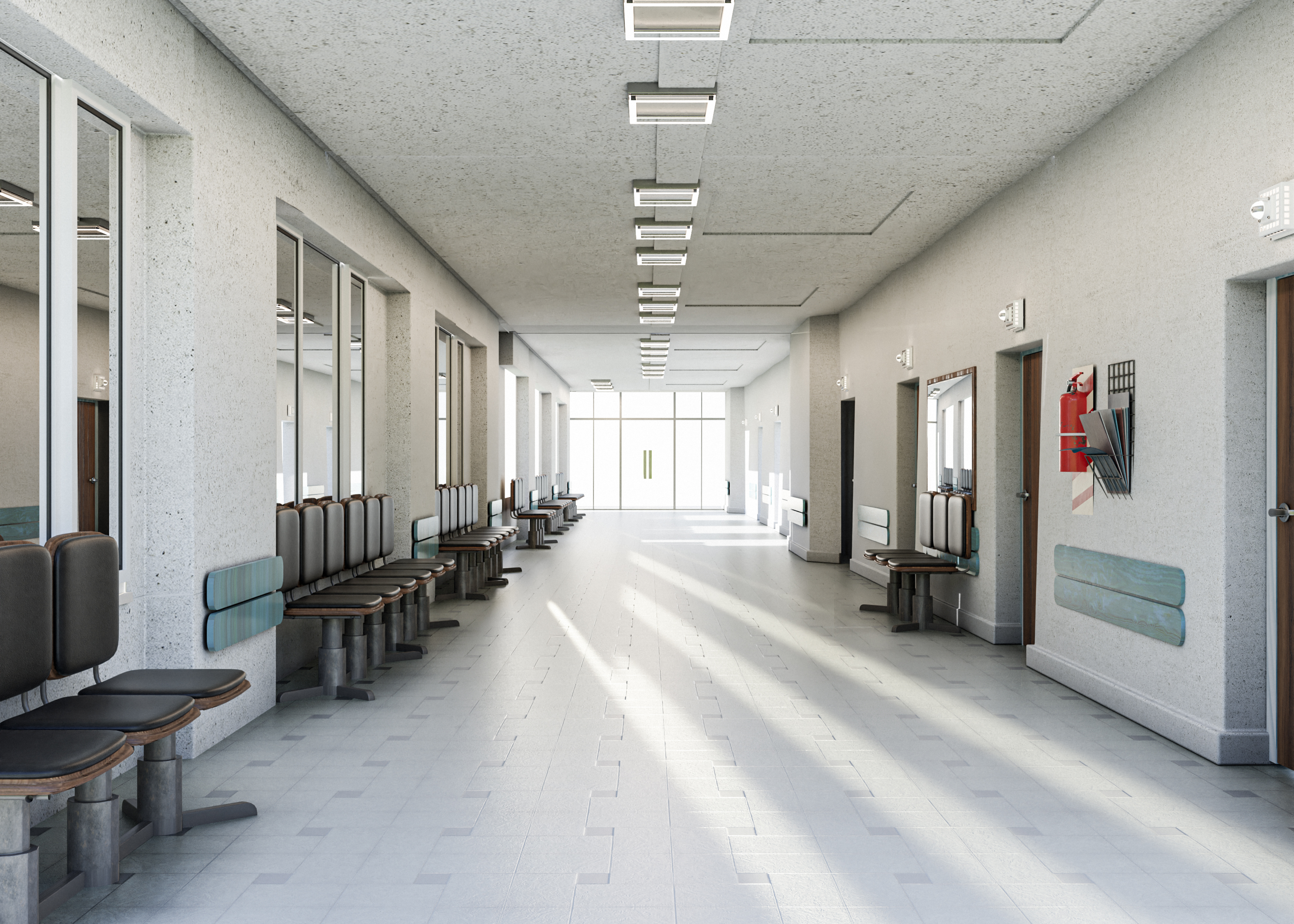 Modern high-tech hospital corridor